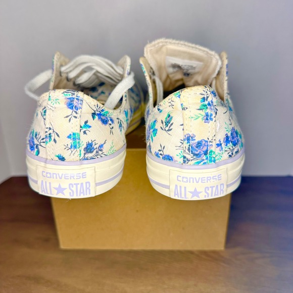 Converse All Star Low Top Floral Lavender Print Canvas Sneakers Womens Size 10.5 - Picture 4 of 7